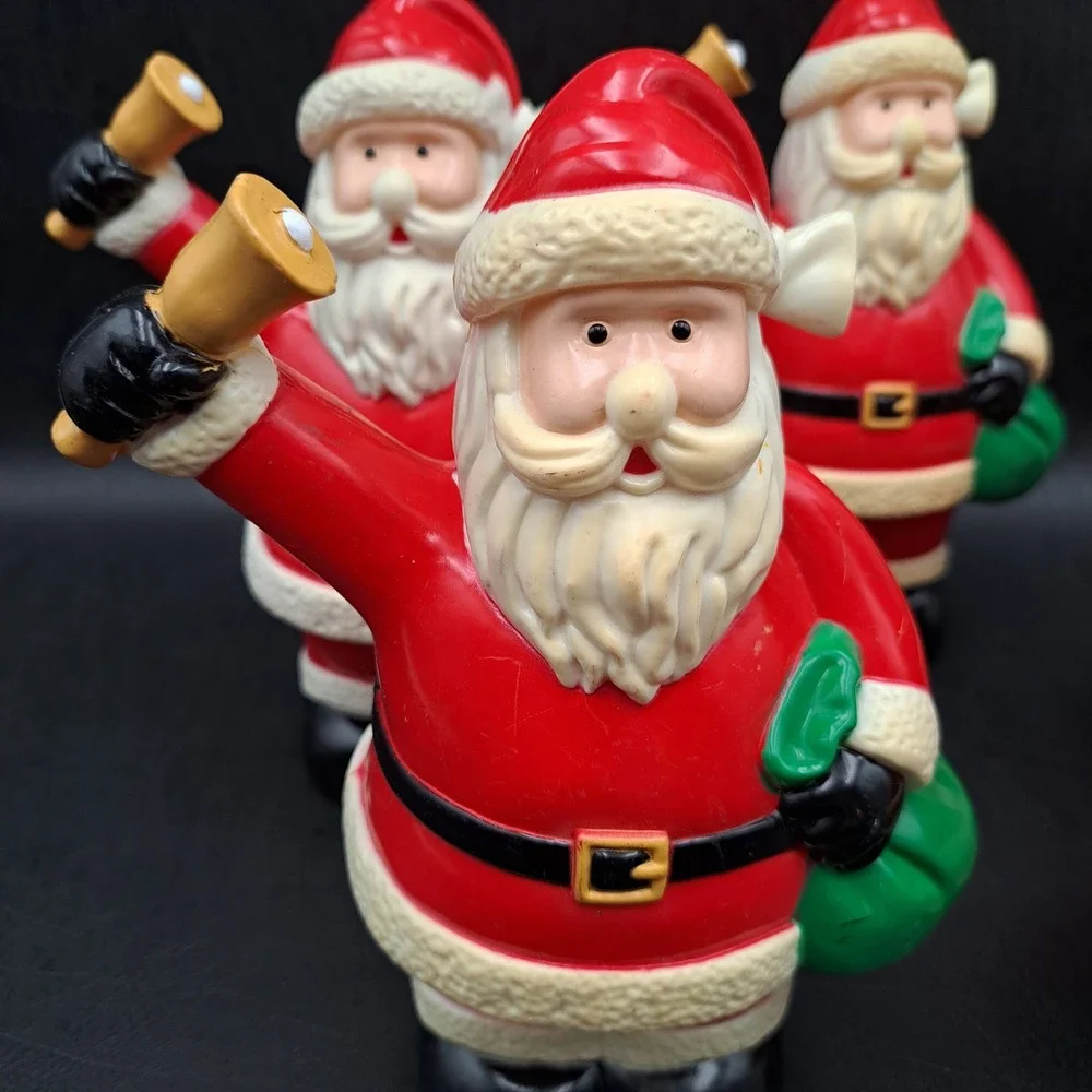 Vintage Plastic Santa Claus Figurines Set of 5 Christmas Blow Mold Style 6 inch‎